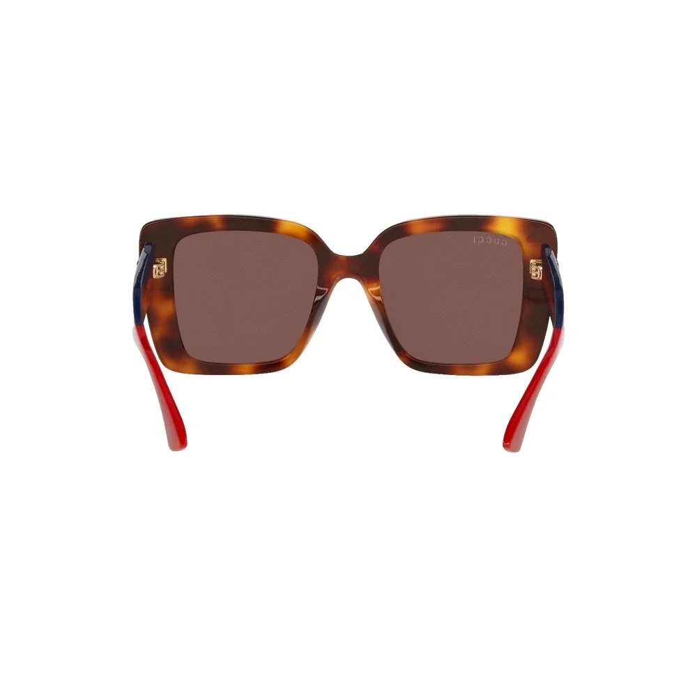 New GUCCI Sunglasses Brown Tortoise Shell Gold Metal GG Web Arms Square Womens - Picture 5 of 7
